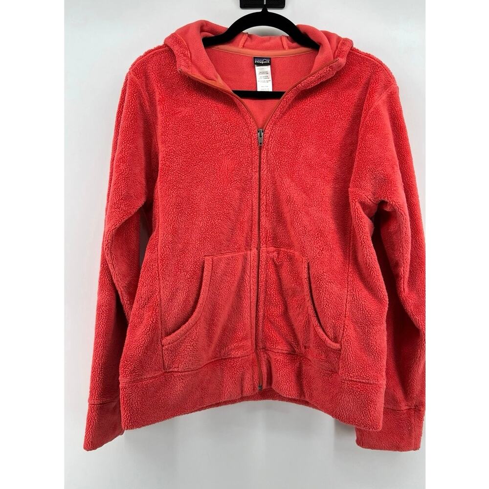 Patagonia Full Zip Fleece Jacket Women's Size M Pink Hooded Sweater Gorpcore